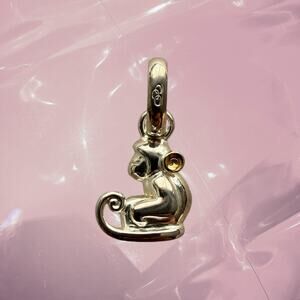 Y2K 925 Sterling Silver Monkey with gold ears lucky animal Charm Links of London